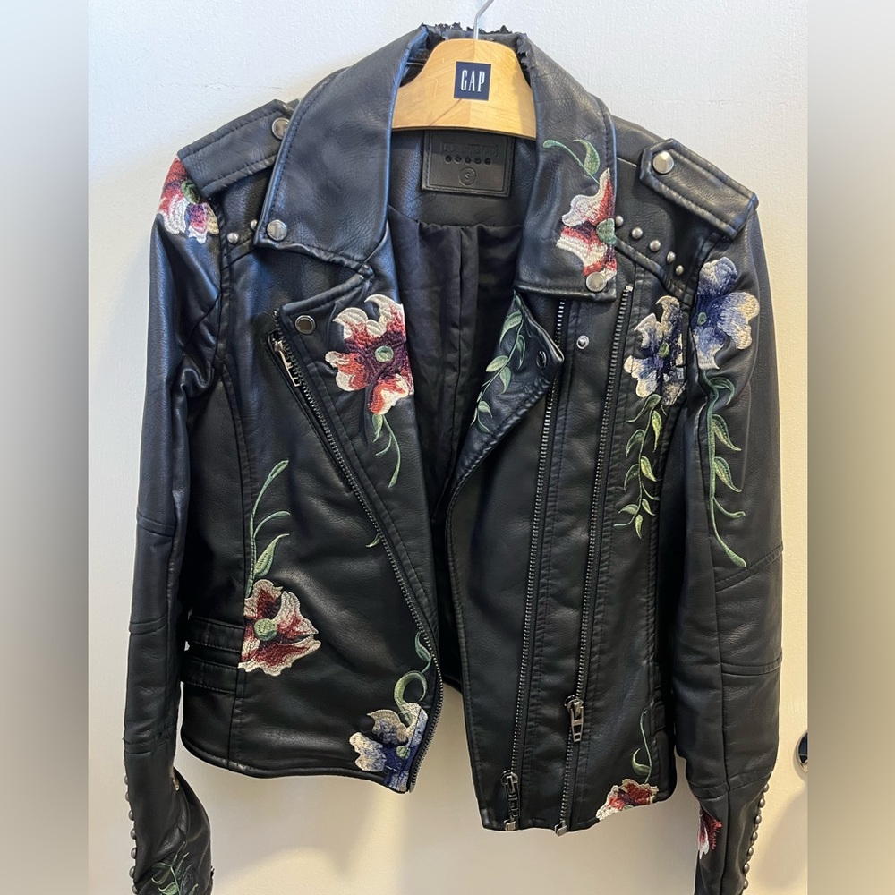 BLANKNYC faux leather embroidered stud jacket